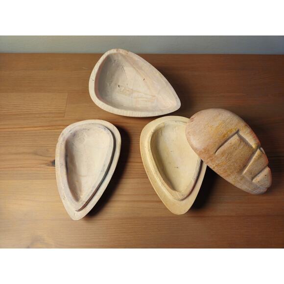 Pair of Hand-Carved Kenyan Soapstone Face Dishes – Carved Figurative Trinket - Picture 2 of 6